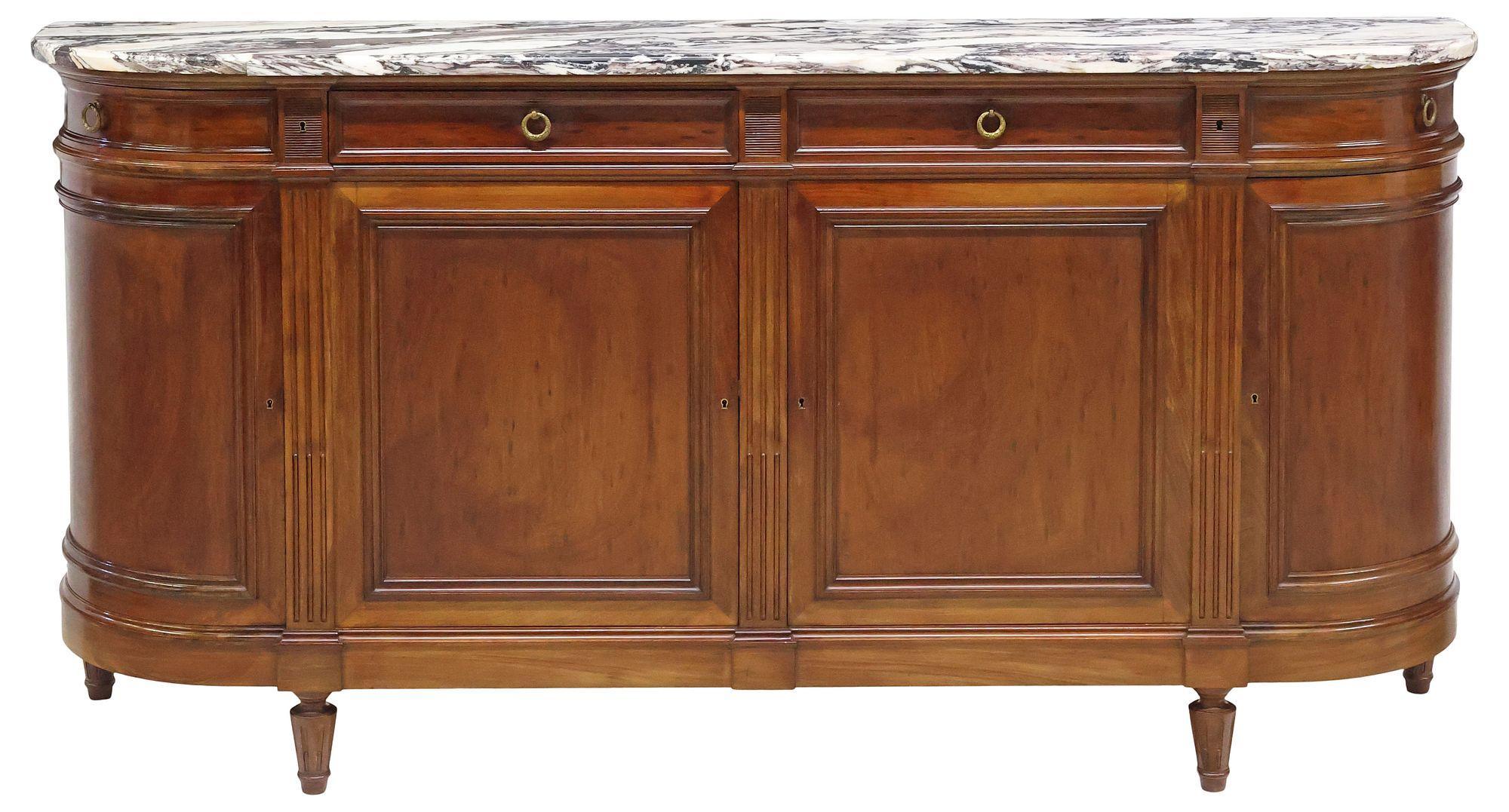 Credenza / Buffet francese in stile Luigi XVI con piano in marmo di Breche in vendita 4