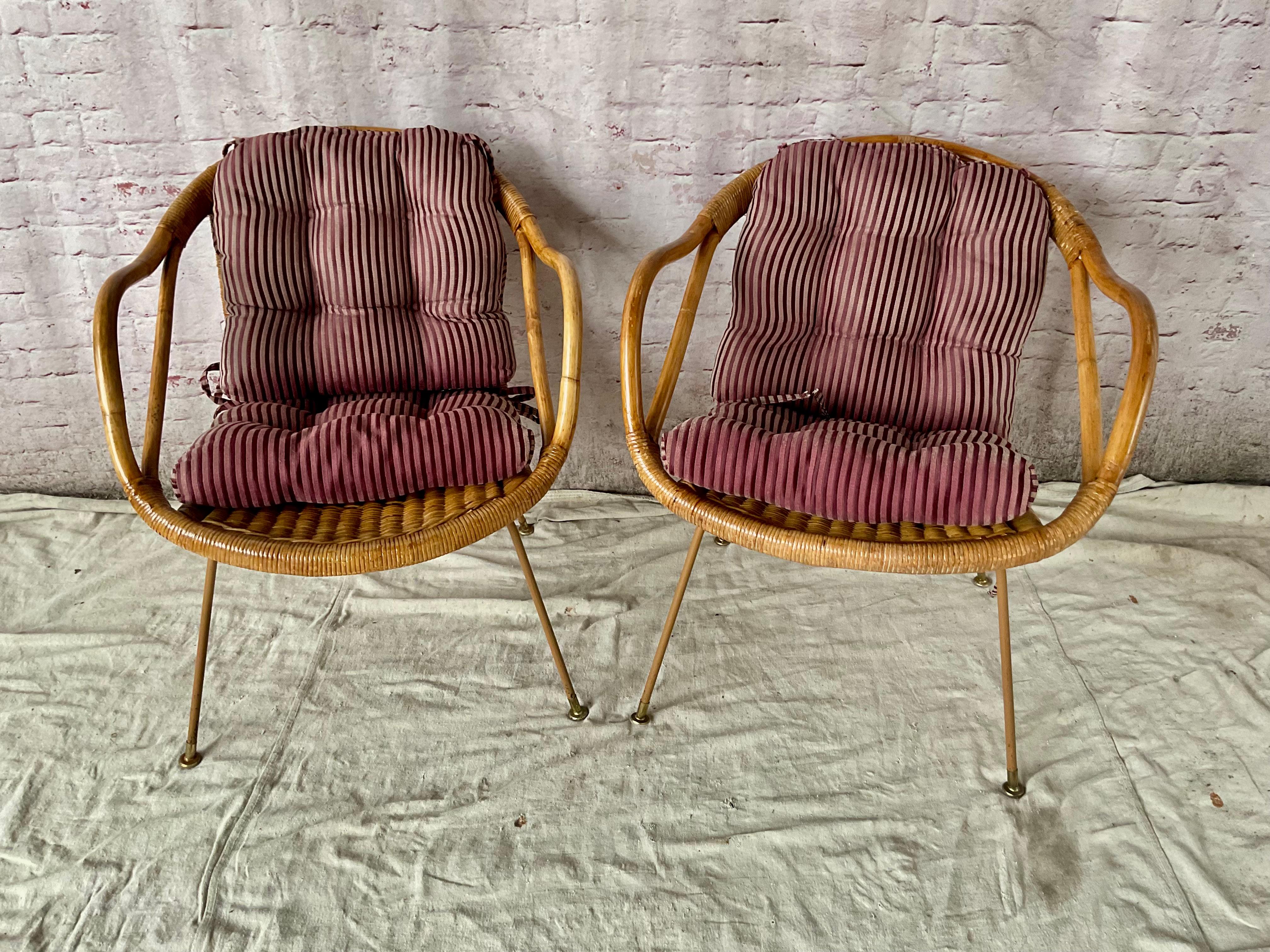 Paire de fauteuils en rotin du milieu du siècle par Paul McCobb pour Calif-Asia en vente 1