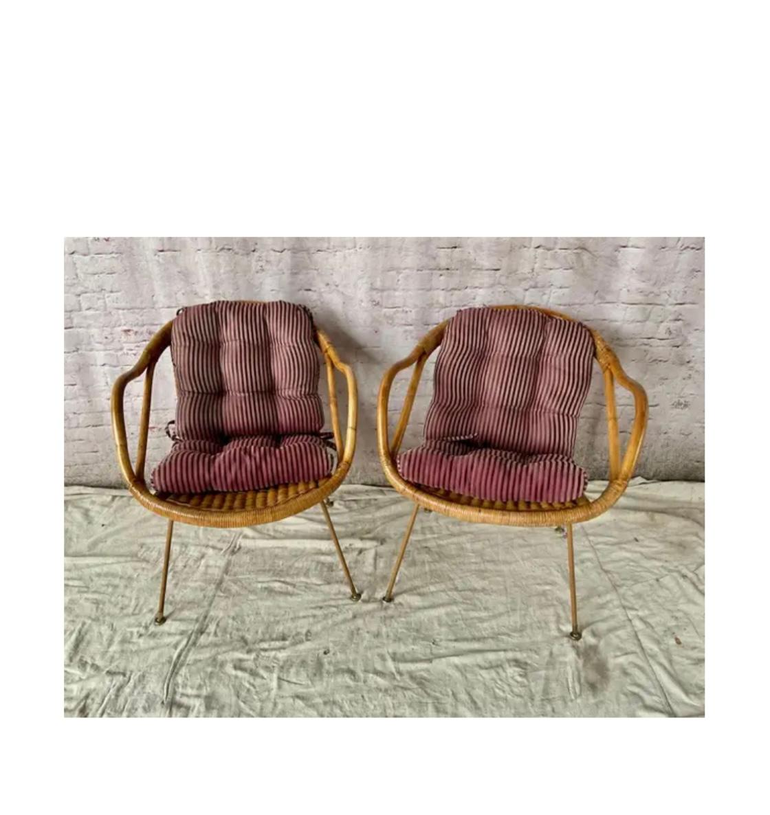 Pair of Mid-Century Rattan Armchairs by Paul McCobb for Calif-Asia For Sale 2