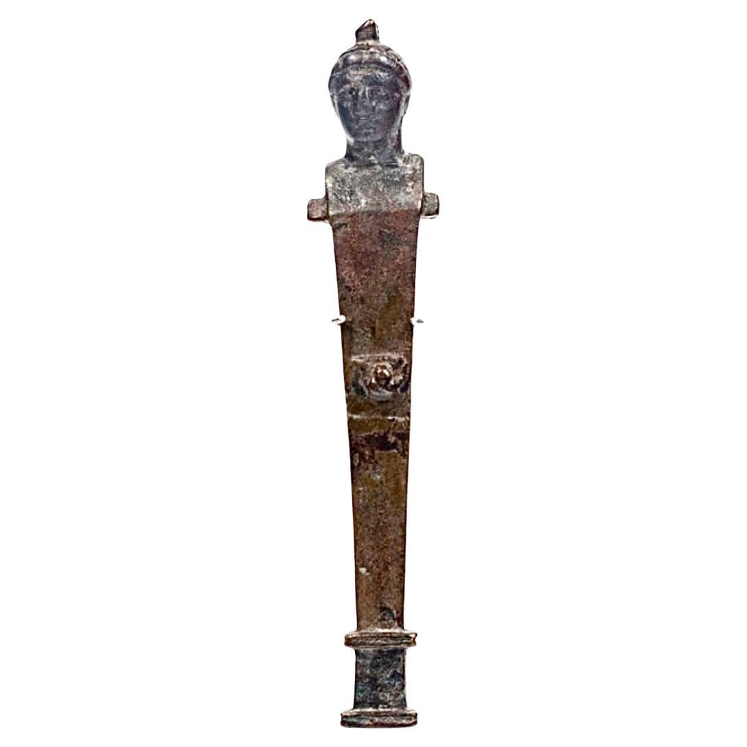 Ancient Roman Bronze Herm on Stand, 1st-4th Century AD For Sale