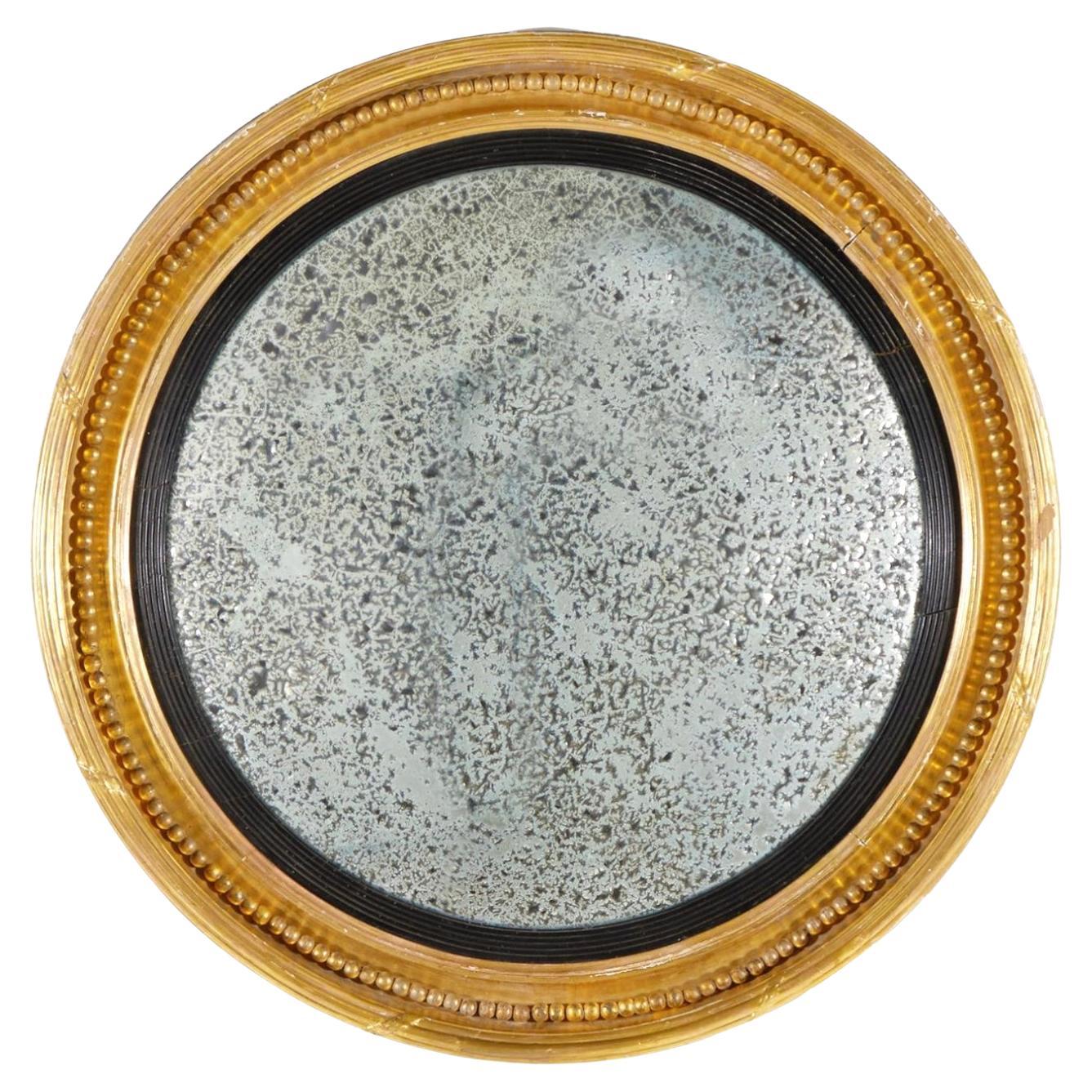 Large English Giltwood Convex Bullseye Mirror, by Charles Nosotti