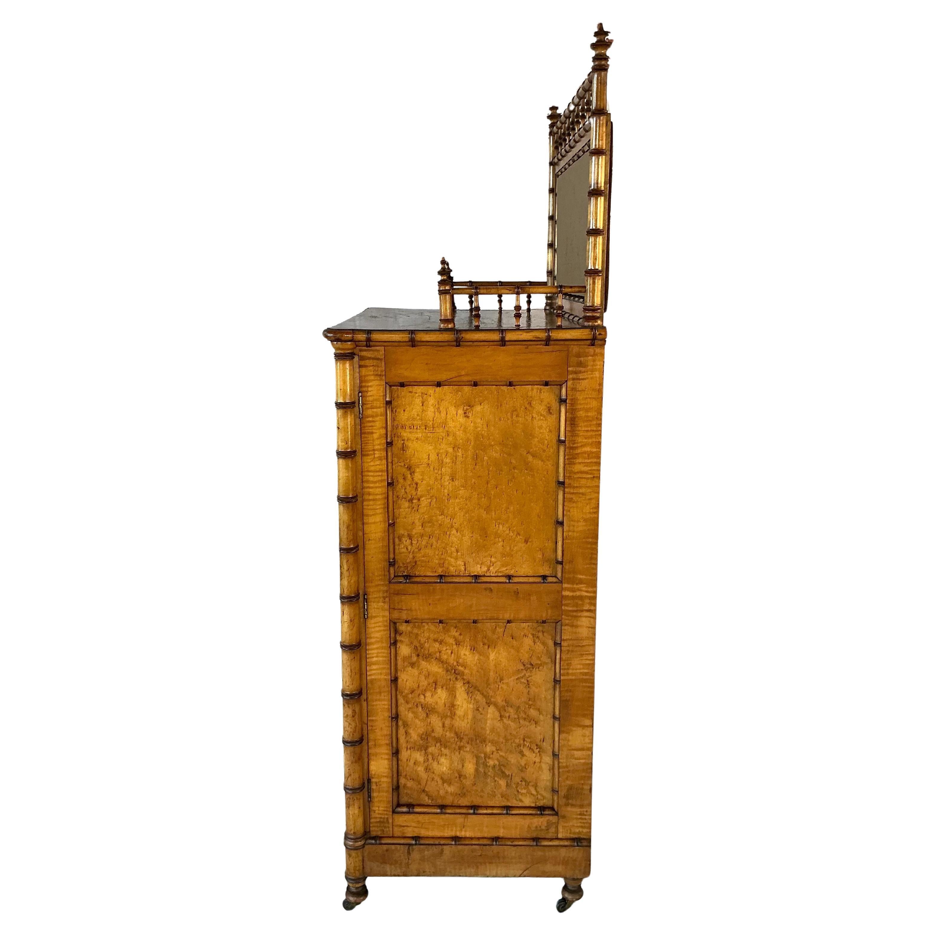 R J Horner Bird's Eye Maple and Faux Bamboo Chiffonier For Sale 4