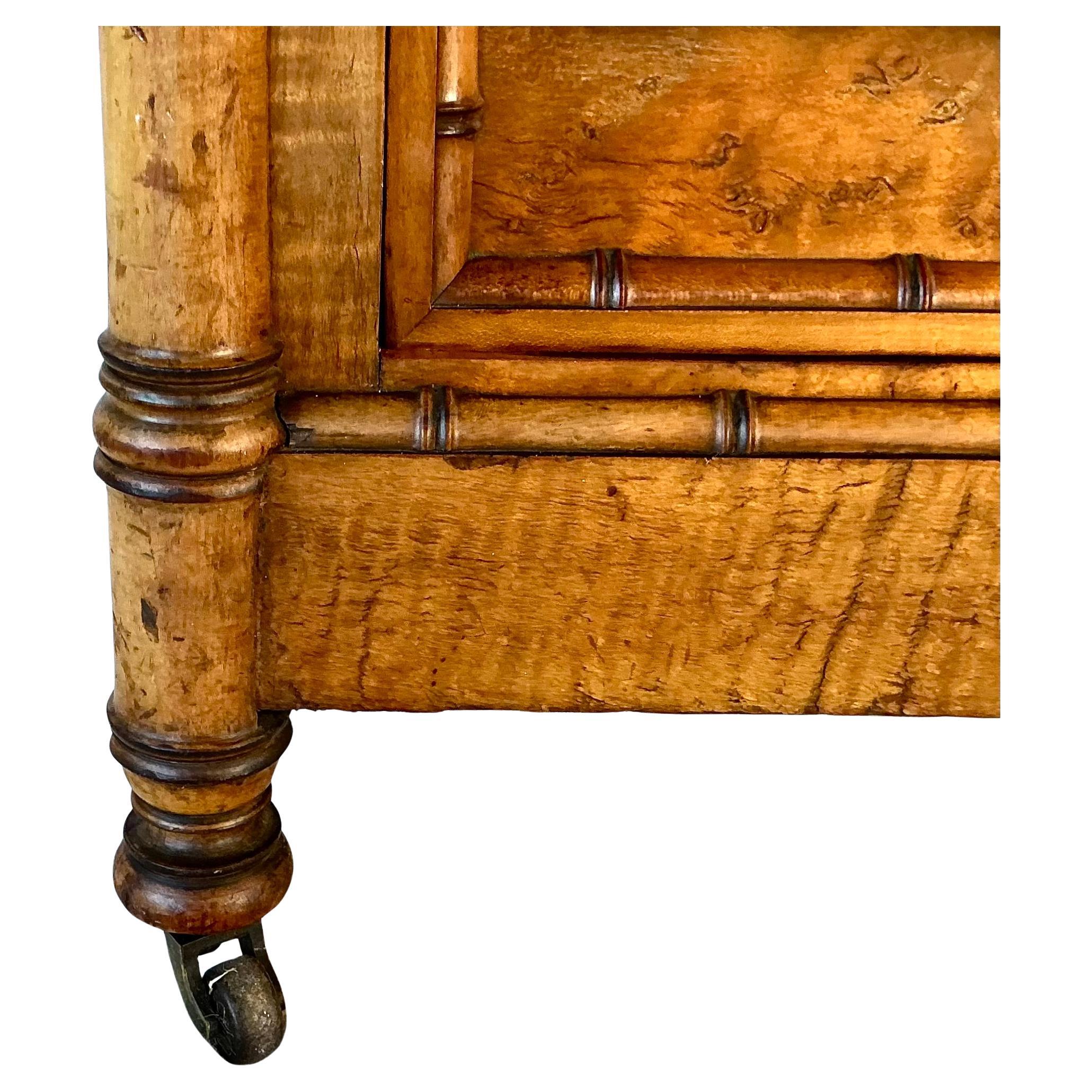 R J Horner Bird's Eye Maple and Faux Bamboo Chiffonier For Sale 2