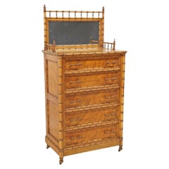 R J Horner Bird's Eye Maple and Faux Bamboo Chiffonier