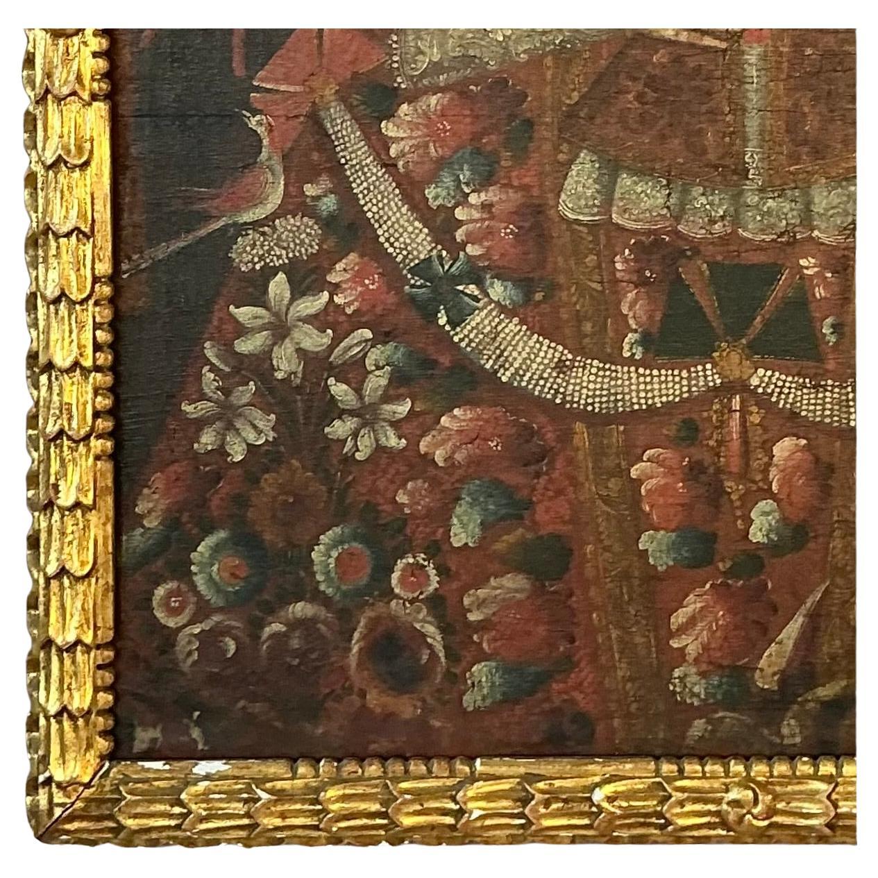 Spanische Kolonialschule in Cuzco Gemälde der Jungfrau Maria (Peruanisch) im Angebot