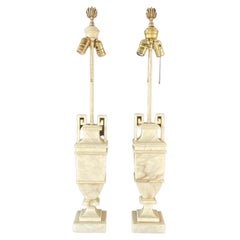 Neoclassical Alabaster Table Lamps, A Pair