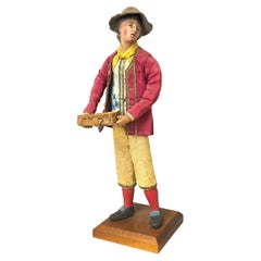 19th Century Neapolitan Crèche Figure, Terracotta & Wood Young Man