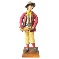 19th Century Neapolitan Crèche Figure, Terracotta & Wood Young Man