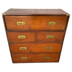 19th Century English Mahogany Campaign Chest with Secretaire Desk