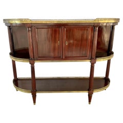 French Mahogany Buffet with Marble Top and Brass Gallery