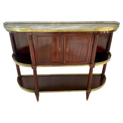 French Mahogany Buffet with Marble Top and Brass Gallery