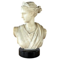 Busto neoclassico italiano in marmo raffigurante Diana, XIX secolo, Grand Tour italiano