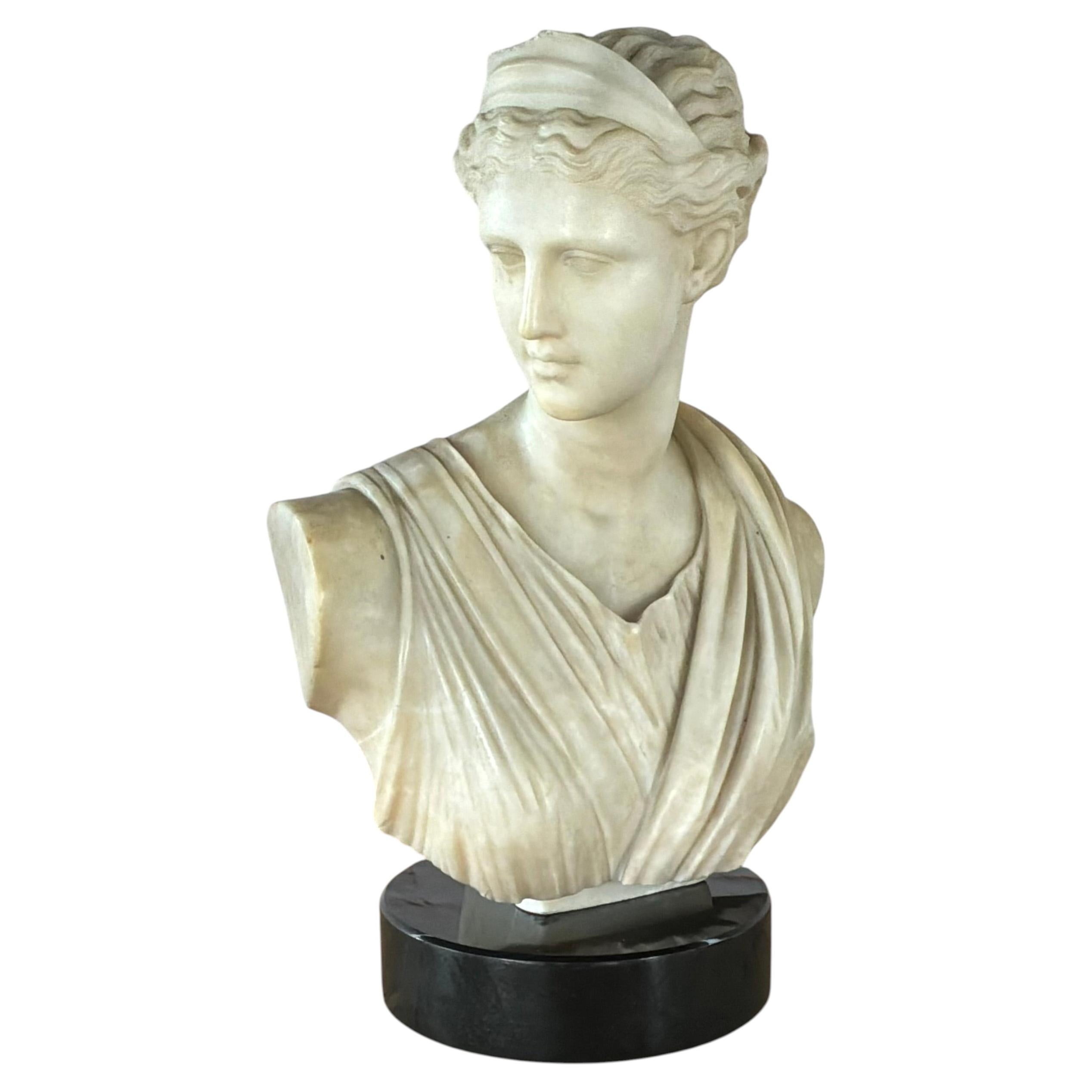 Italian Neoclassical Marble Bust of Diana, 19th Century, Italy Grand Tour For Sale