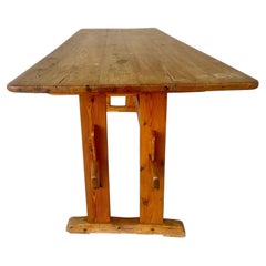 Swedish Rustic Pine Dining Trestle Table, 19th Century