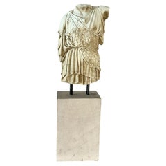 Greek-Roman Marble Torso Sculpture on Iron Stand, 20th Century, Italy