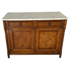 Birdseye Maple Faux Bamboo Cabinet with Marble Top