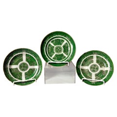 Chinese Export "Green Fitzhugh" Porcelain Plates, Set of Three
