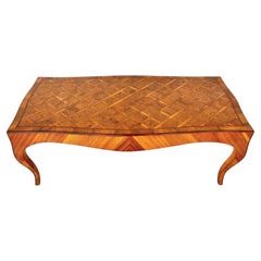Italian Burlwood Parquetry Coffee Table with Satinwood Inlay