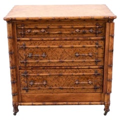 French Faux-Bamboo Three-Drawer Chest, Late 19th Century