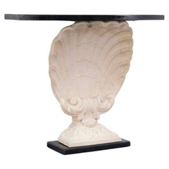 Grosfeld House Shell Console Table, Plaster & Wood, Hollywood Regency