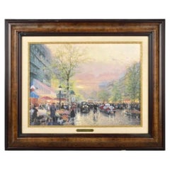 Litografía de Thomas Kinkade «París, la Ciudad de las Luces» sobre lienzo artístico, enmarcada
