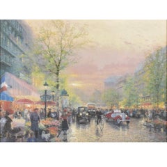 Litografía de Thomas Kinkade «París, la Ciudad de las Luces» sobre lienzo artístico, enmarcada