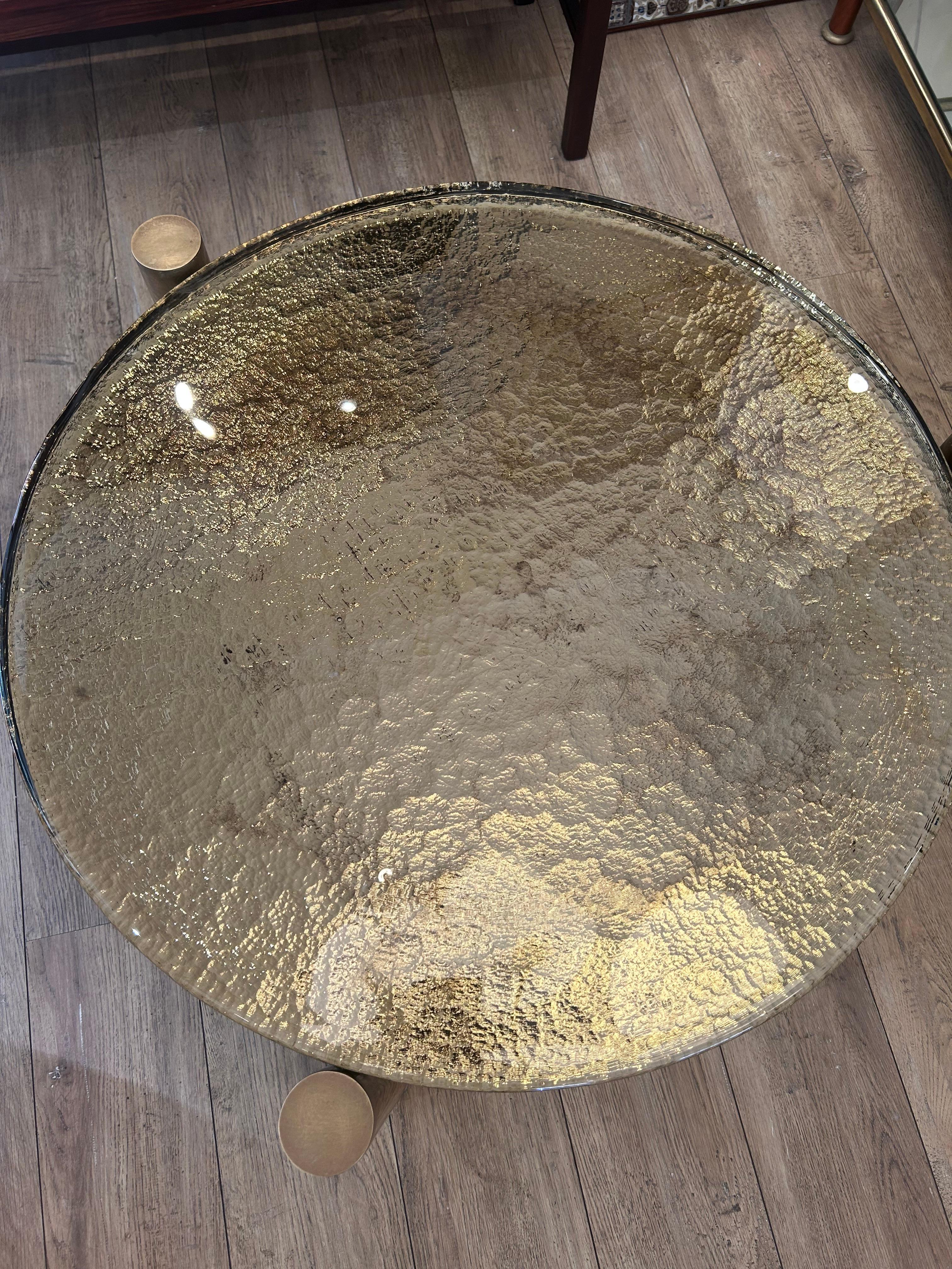 Table ronde, verre de Murano, or In Good Condition For Sale In Nice, FR