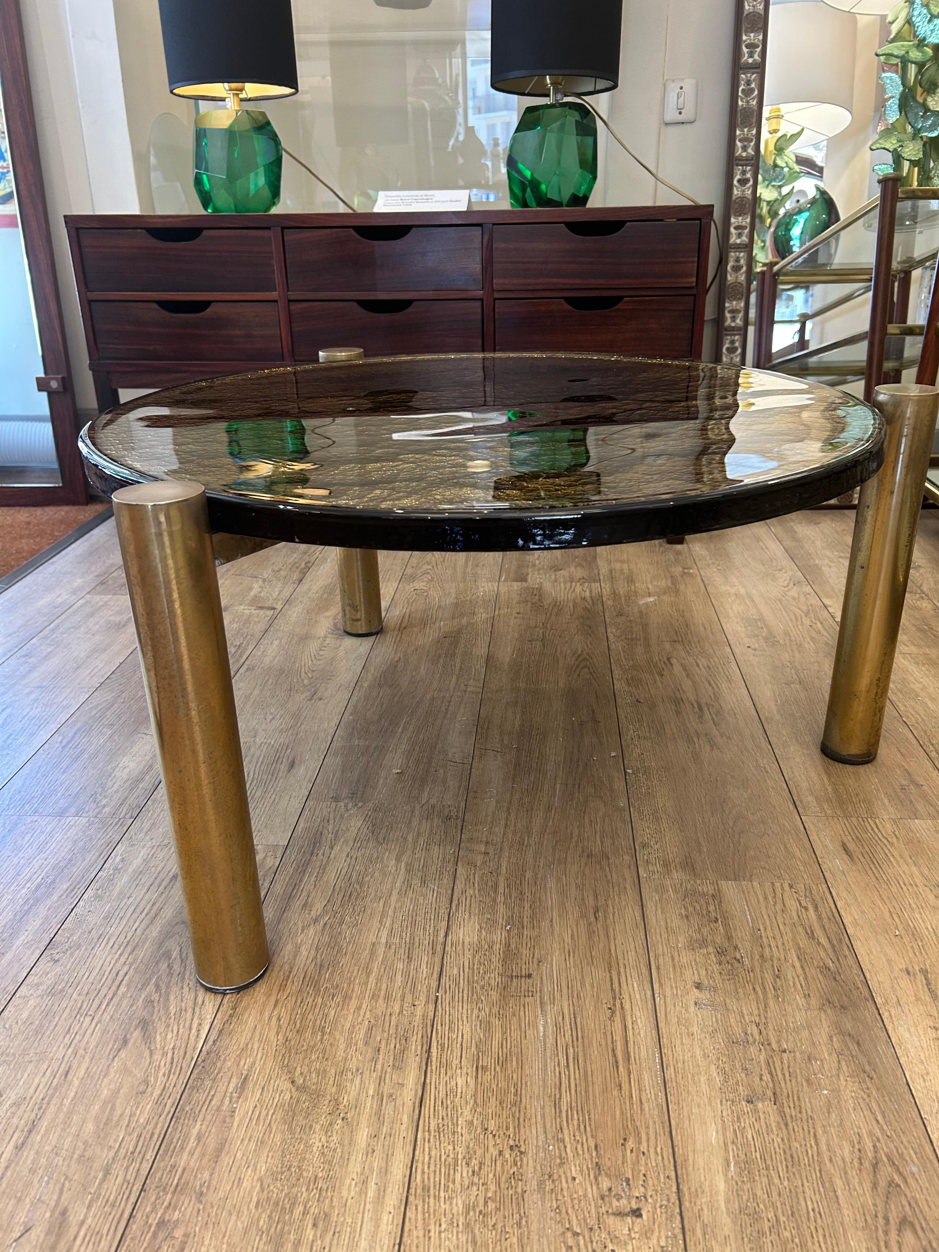 Table ronde, verre de Murano, or For Sale 1