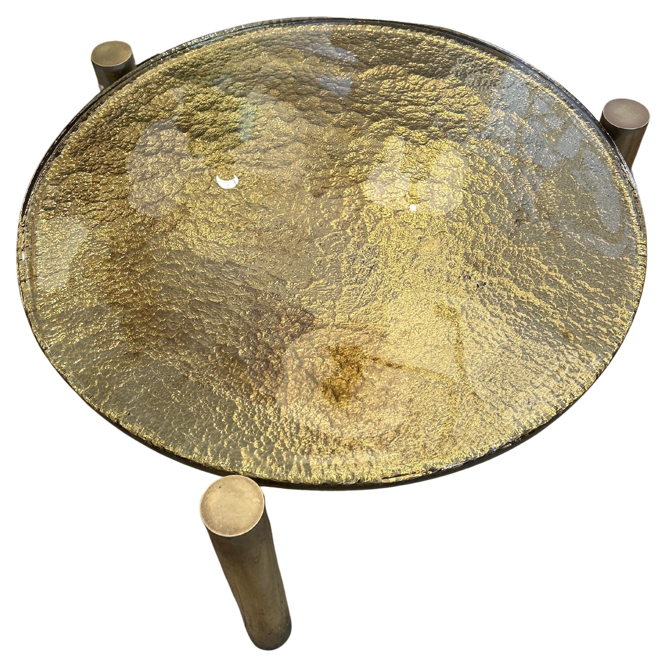 Table ronde, verre de Murano, or For Sale