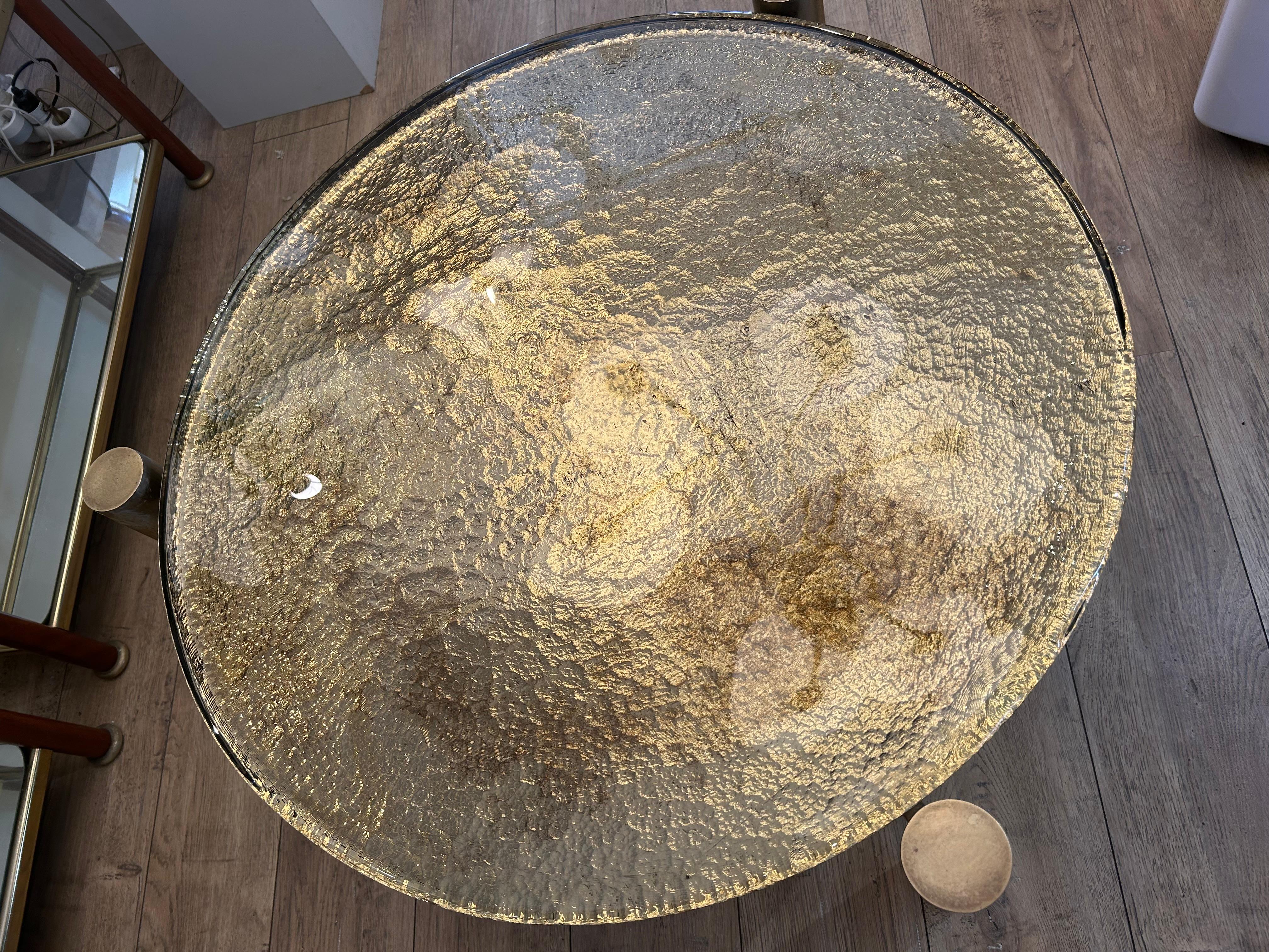 Murano Glass Table ronde, verre de Murano, or For Sale
