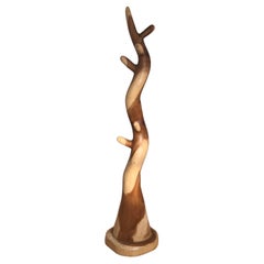 Freeform raw wood curvy coat stand with live edge, 20th century 