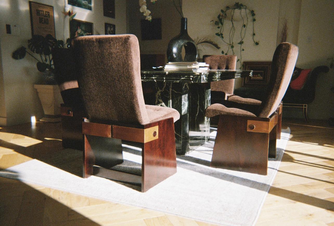 Set of six brutalist dining chairs by Lane, 1970s 12