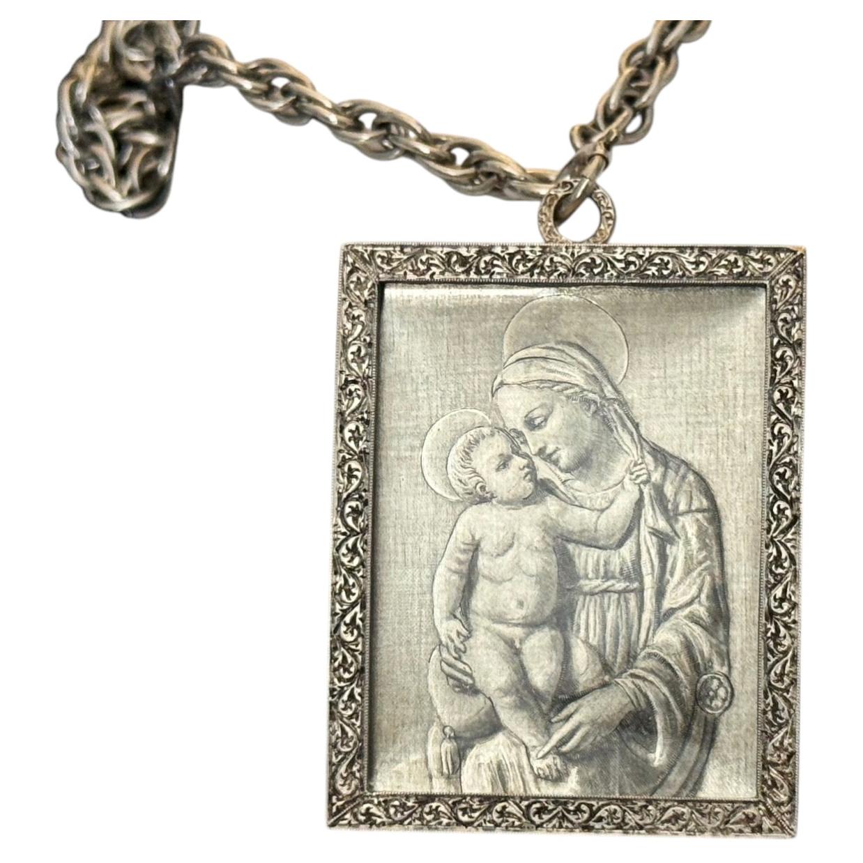 Pre-owned Buccellati Rare Madonna Pendant Necklace By , Circa 1960 In Silver