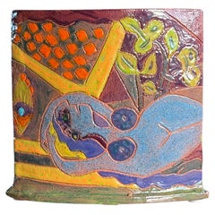 Unique hand-painted ceramic studio art vase, 20th century