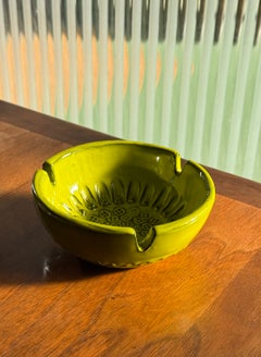 Cendrier en céramique italienne Mcm, couleur chartreuse, vers 1960