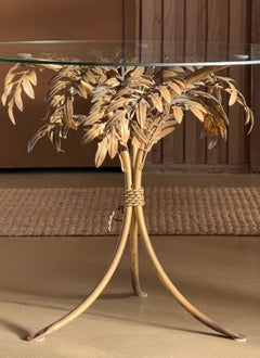 Gilt metal palm tree cocktail table, attr. Hans Kögl circa 1970