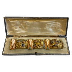 Fuset y Grau Indian Style 18K Gold Gem-Set and Diamond Bracelet