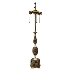 Lámpara de mesa renacentista de bronce esmaltado y marfil de E.F. A Caldwell