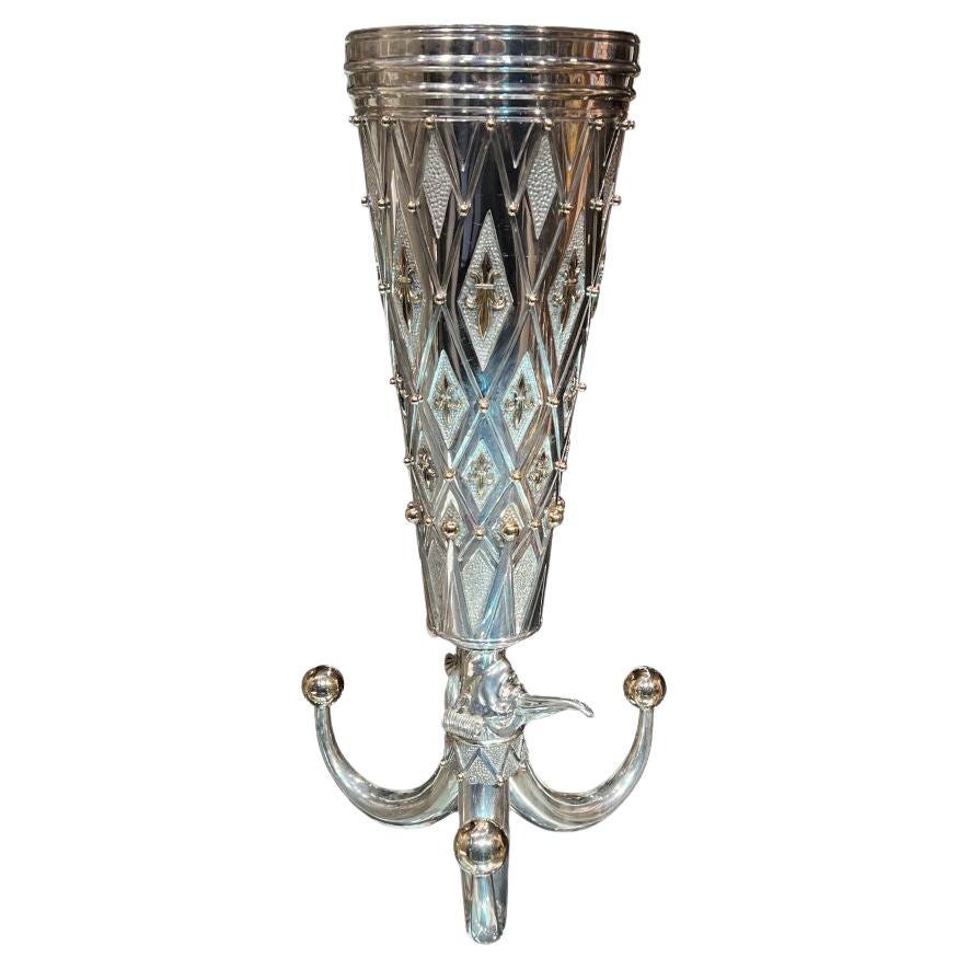 Mihail Chemiakin  Large Harlequin Sterling Silver Wine Goblet For Sale