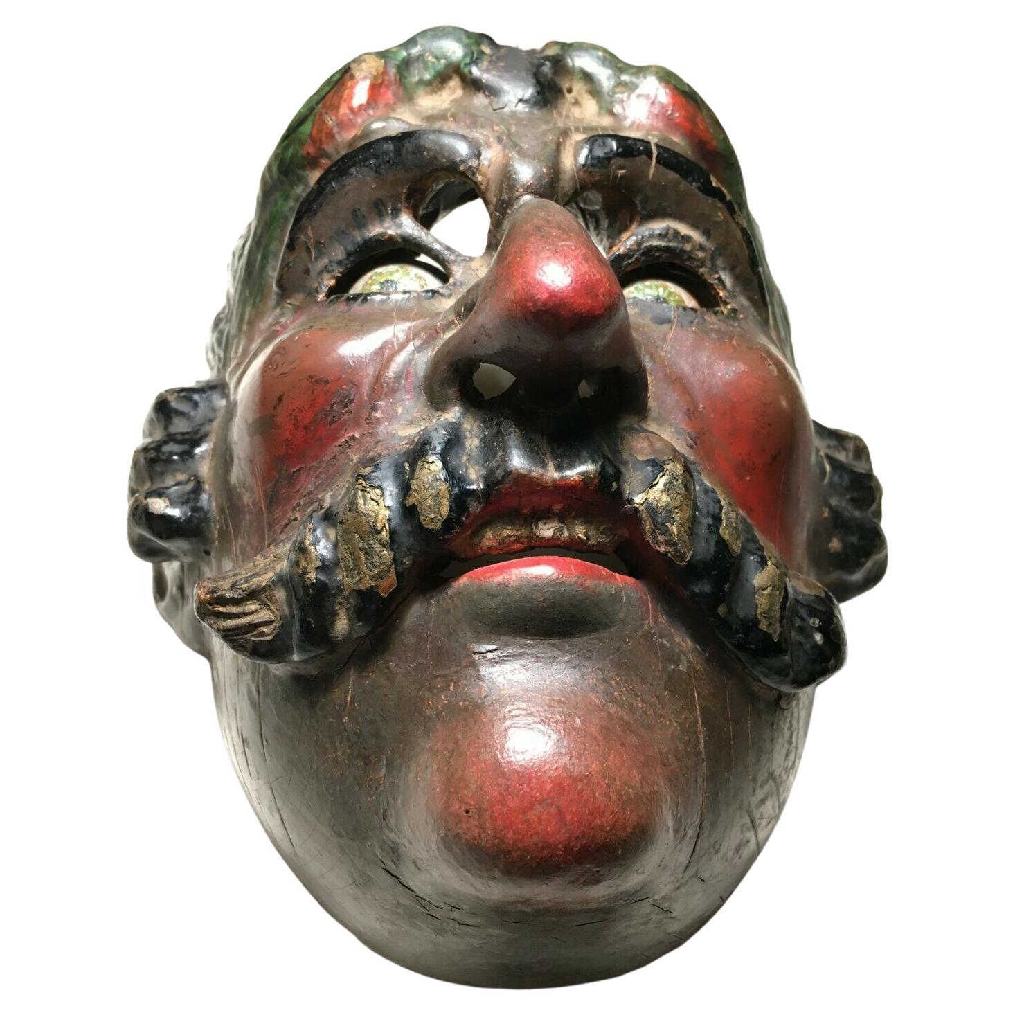 Rare Antique Guatemalan Wooden Dance Mask Patina Spinning Glass Eyes AP Morería! For Sale 5