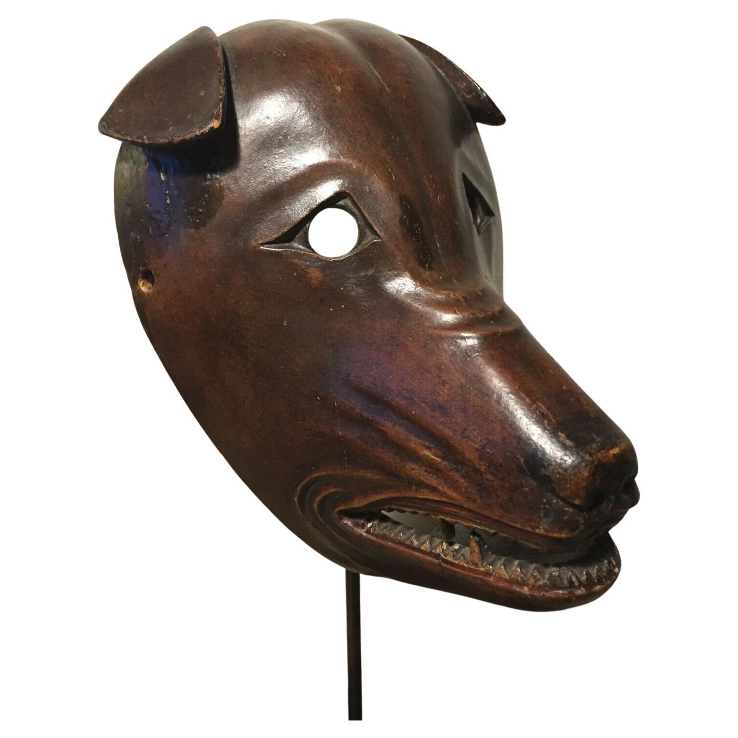 Exceptionally Rare Antique '1800s', Japanese/Japan, Wooden Inu 犬 'Dog' Mask For Sale