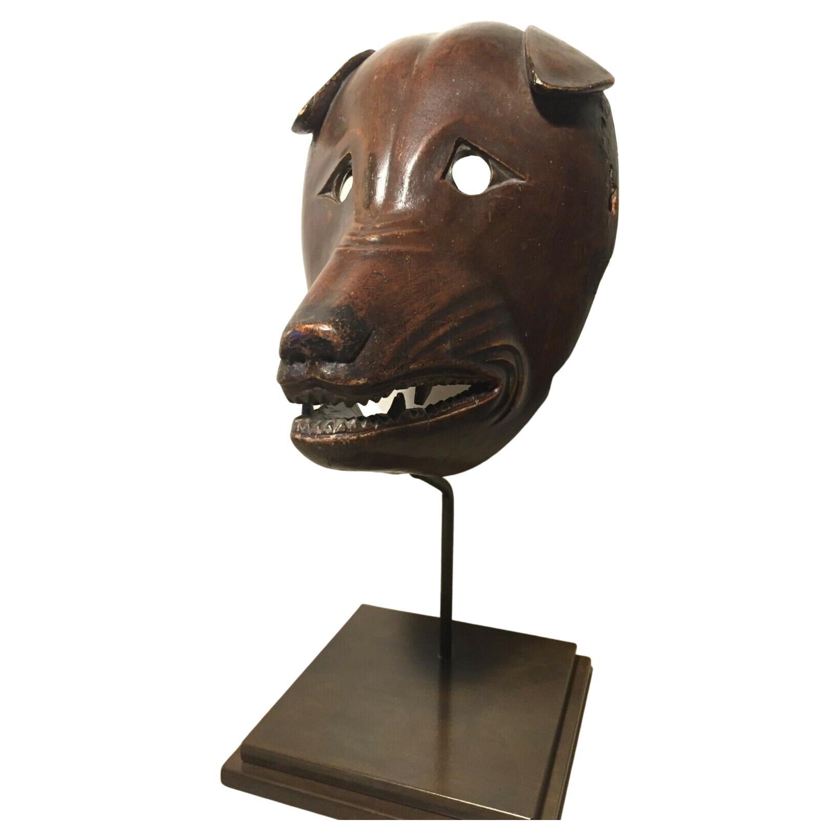 Exceptionally Rare Antique '1800s', Japanese/Japan, Wooden Inu 犬 'Dog' Mask For Sale 3