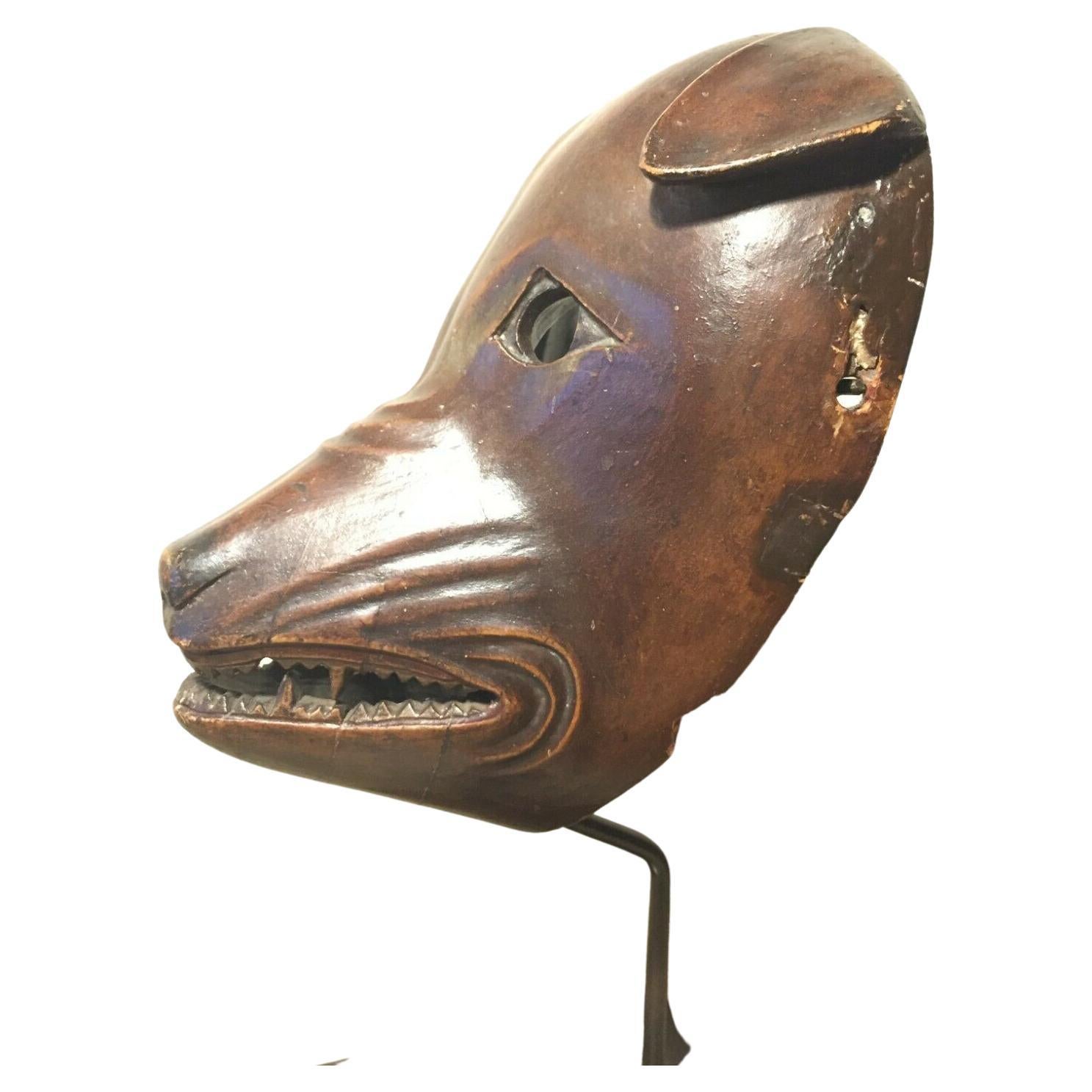 Exceptionally Rare Antique '1800s', Japanese/Japan, Wooden Inu 犬 'Dog' Mask For Sale 2