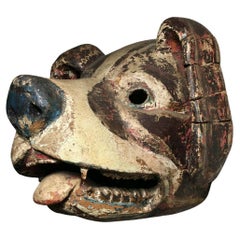 1950s, Ethnographic, Danced, Ecuadorian (Ecuador) Wooden Dog Mask w/Real Teeth!