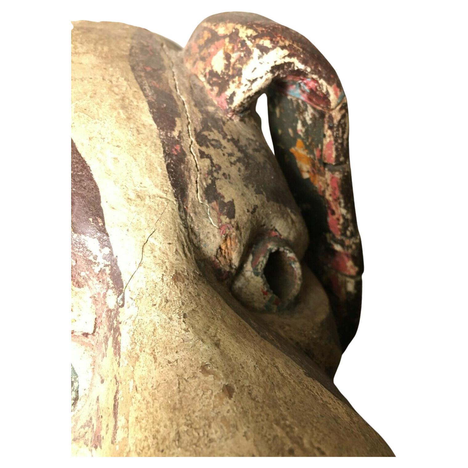 Hand-Carved 1950s, Ethnographic, Danced, Ecuadorian (Ecuador) Wooden Dog Mask w/Real Teeth! For Sale