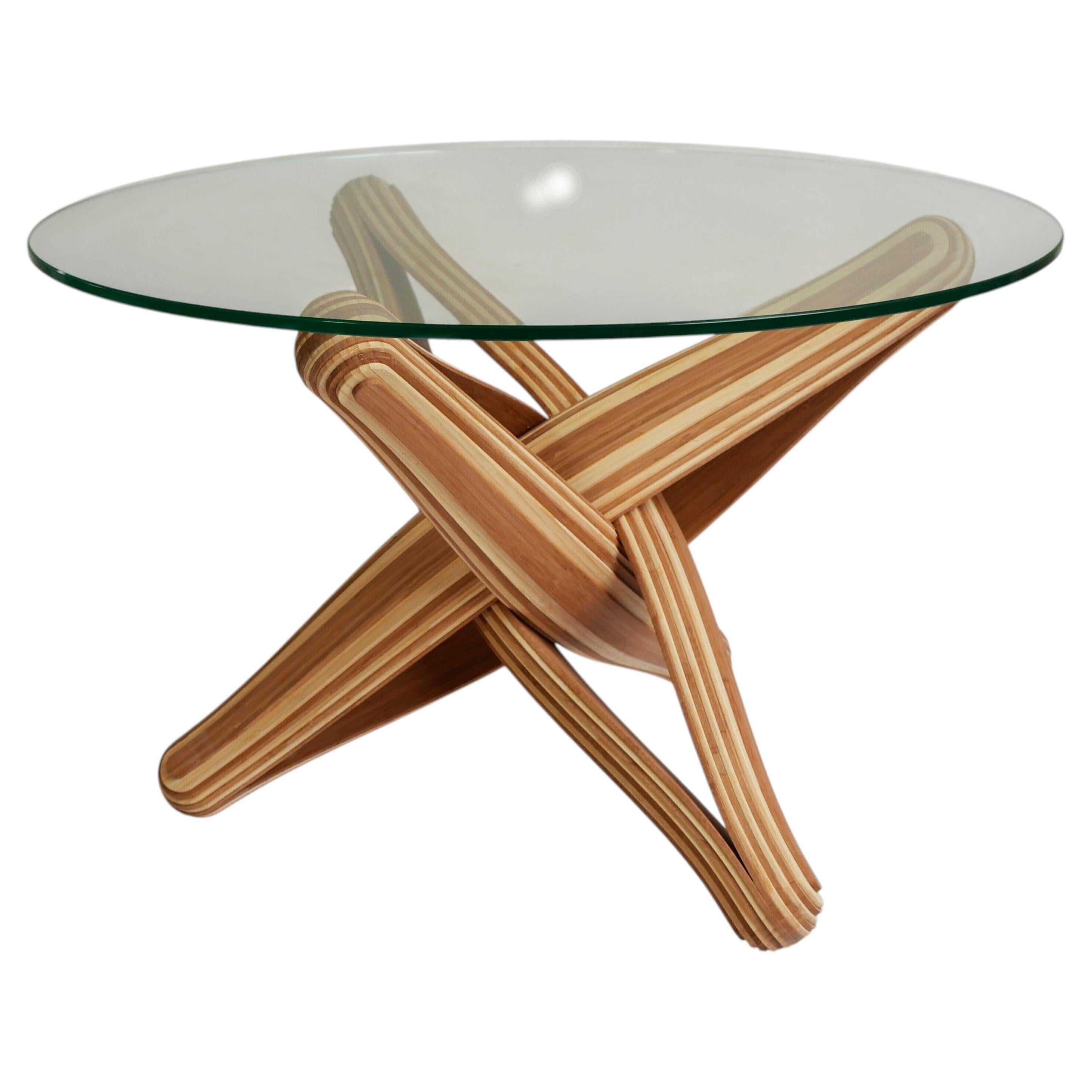 Caramel / naturel bamboo Coffee Table with Glass Top