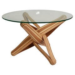 Caramel / naturel bamboo Coffee Table with Glass Top