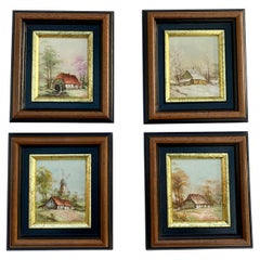 Vintage Seasons Gemälde Satz von 4 Belgien 1970er Jahre Vintage-Landschaft
