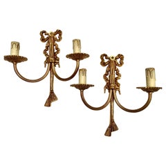 Vintage Sconces Pair Wall Lamps Louis XVI Style, France, Mid 20th Century
