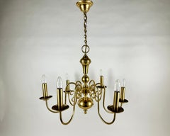 Vintage Belgian Brass Chandelier – 6-Arm Mid-Century Lighting (1960s)